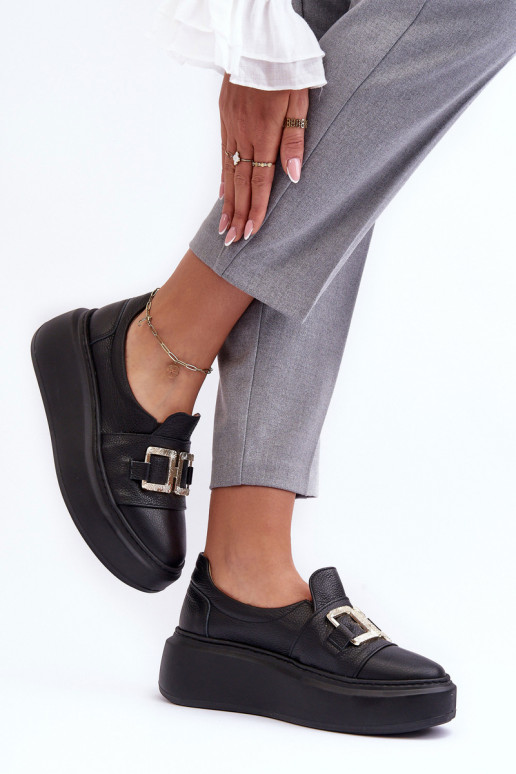 Oda batai Moteriškas su platforma juodos spalvos LeĮskis 3398/2 Oda batai Moteriškas su platforma juodos spalvos LeĮskis 3398/2
