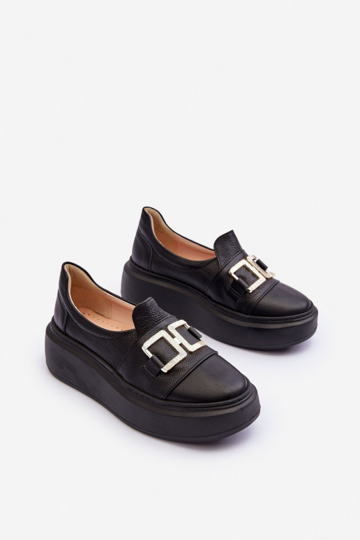 Oda batai Moteriškas su platforma juodos spalvos LeĮskis 3398/2 Oda batai Moteriškas su platforma juodos spalvos LeĮskis 3398/2