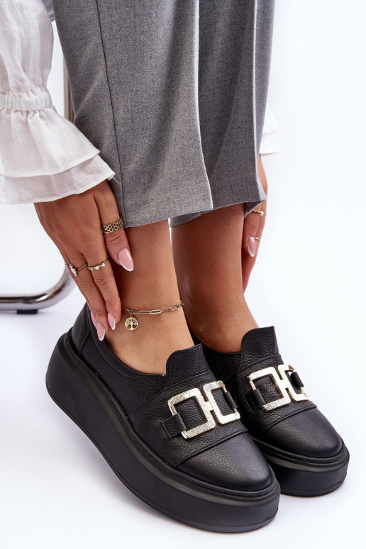 Oda batai Moteriškas su platforma juodos spalvos LeĮskis 3398/2 Oda batai Moteriškas su platforma juodos spalvos LeĮskis 3398/2