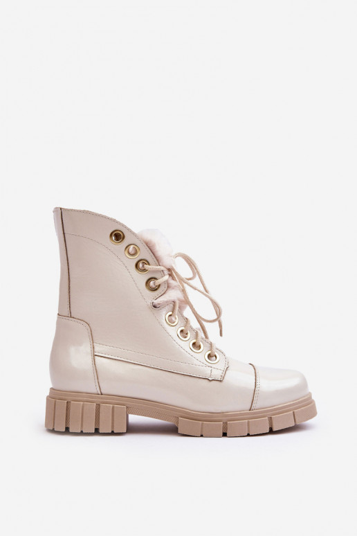 Oda Moteriški aulinukai su kailiuku dramblio kaulo spalvos LeĮskis 3296