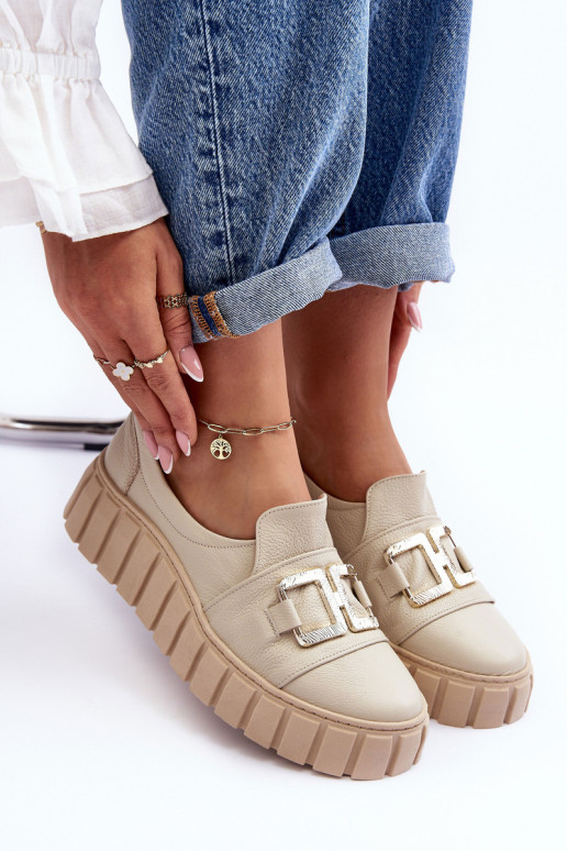 Oda batai Moteriškas su platforma smėlio spalvos LeĮskis 3398 Oda batai Moteriškas su platforma smėlio spalvos LeĮskis 3398
