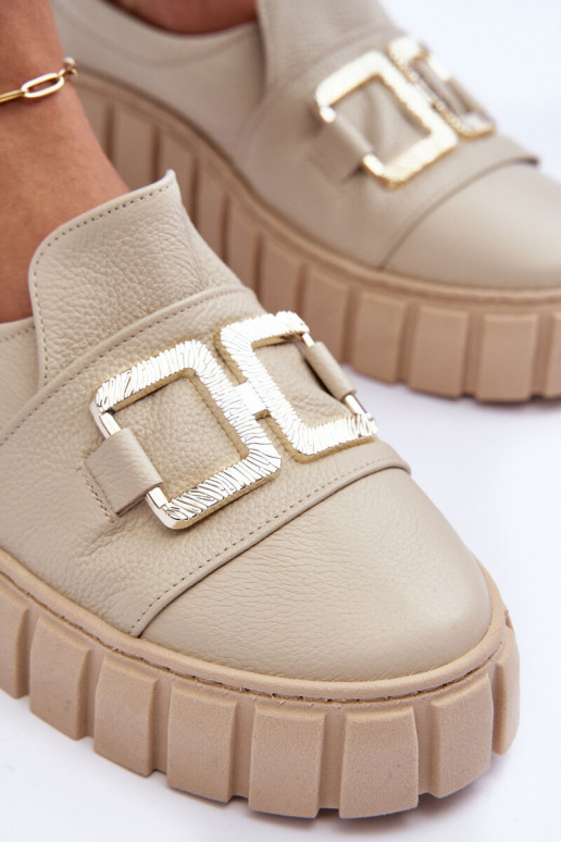 Oda batai Moteriškas su platforma smėlio spalvos LeĮskis 3398 Oda batai Moteriškas su platforma smėlio spalvos LeĮskis 3398