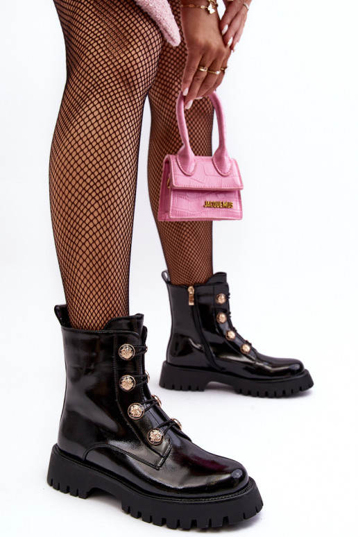 Moteriškas pašiltinti Aulinukai Su puošniaisi Guzikami D&A MR870-51 juodos spalvos Moteriškas pašiltinti Aulinukai Su puošniaisi Guzikami D&A MR870-51 juodos spalvos