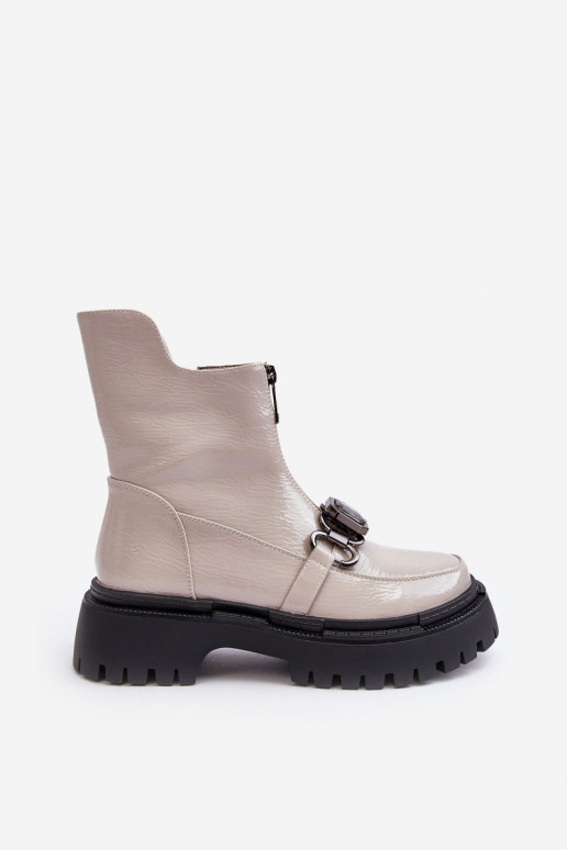 su lako efektu Moteriškas Aulinukai su užtrauktukais D&A MR870-94 pilkos spalvos su lako efektu Moteriškas Aulinukai su užtrauktukais D&A MR870-94 pilkos spalvos