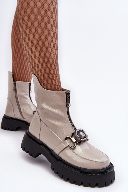 su lako efektu Moteriškas Aulinukai su užtrauktukais D&A MR870-94 pilkos spalvos su lako efektu Moteriškas Aulinukai su užtrauktukais D&A MR870-94 pilkos spalvos