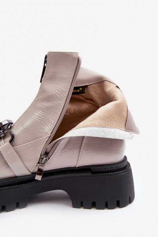 su lako efektu Moteriškas Aulinukai su užtrauktukais D&A MR870-94 pilkos spalvos su lako efektu Moteriškas Aulinukai su užtrauktukais D&A MR870-94 pilkos spalvos