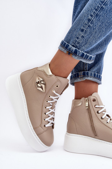 Laisvalaikio bateliai Aukštas su užtrauktukais Lemar smėlio spalvos Katerin