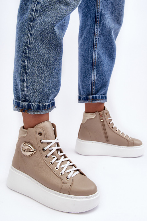 Laisvalaikio bateliai Aukštas su užtrauktukais Lemar smėlio spalvos Katerin Laisvalaikio bateliai Aukštas su užtrauktukais Lemar smėlio spalvos Katerin