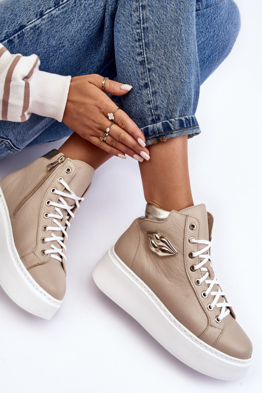 Laisvalaikio bateliai Aukštas su užtrauktukais Lemar smėlio spalvos Katerin Laisvalaikio bateliai Aukštas su užtrauktukais Lemar smėlio spalvos Katerin