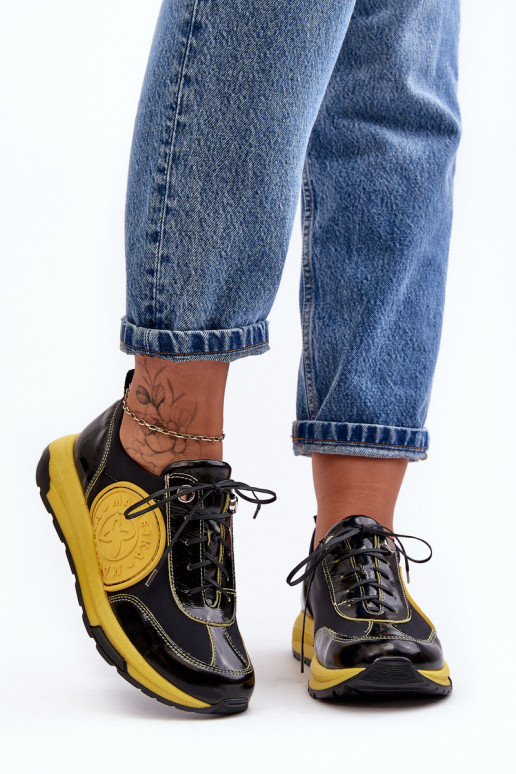 Moteriškas sportiniai bateliai Oda Tai turiciejka 06295-01 Juodos ir-geltonos spalvos Moteriškas sportiniai bateliai Oda Tai turiciejka 06295-01 Juodos ir-geltonos spalvos