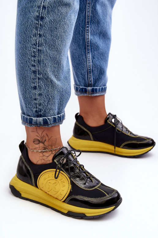 Moteriškas sportiniai bateliai Oda Tai turiciejka 06295-01 Juodos ir-geltonos spalvos Moteriškas sportiniai bateliai Oda Tai turiciejka 06295-01 Juodos ir-geltonos spalvos