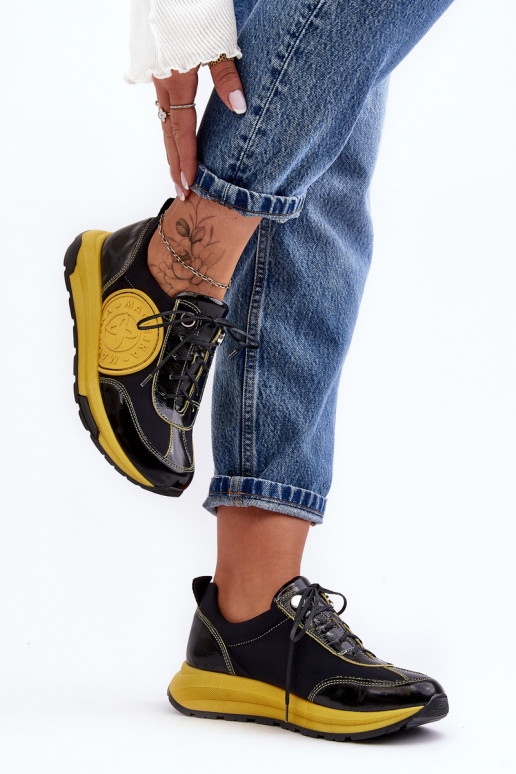 Moteriškas sportiniai bateliai Oda Tai turiciejka 06295-01 Juodos ir-geltonos spalvos Moteriškas sportiniai bateliai Oda Tai turiciejka 06295-01 Juodos ir-geltonos spalvos