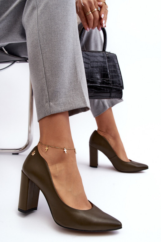 Oda Bateliai su kulniukais Laura Messi 2624/227 chaki spalvos