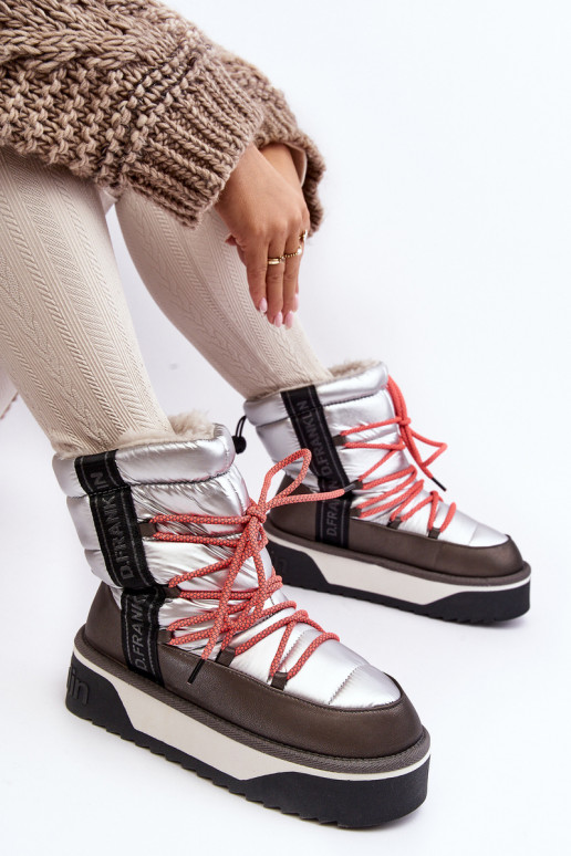 sniego batai Moteriškas Ant storo pado Veganas D.Franklin DFSH371006 sidabro spalvos sniego batai Moteriškas Ant storo pado Veganas D.Franklin DFSH371006 sidabro spalvos