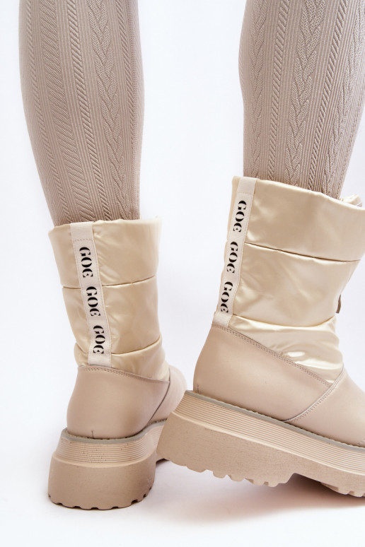 sniego batai Moteriškas Ant storo pado su užtrauktukais GOE MM2N4079 smėlio spalvos sniego batai Moteriškas Ant storo pado su užtrauktukais GOE MM2N4079 smėlio spalvos