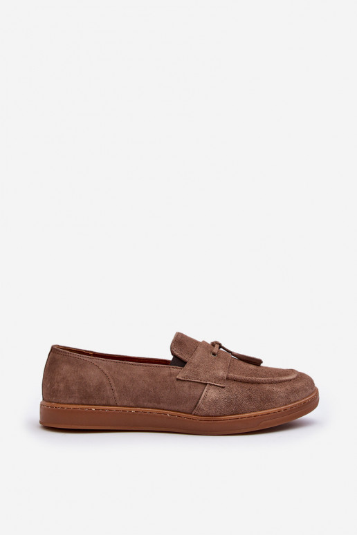 Vyriški iš zomšos Mokasinai batai Zazoo 1566 rudos spalvos Vyriški iš zomšos Mokasinai batai Zazoo 1566 rudos spalvos