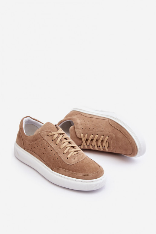 Vyriški sportiniai bateliai iš zomšos Zazoo 1544 smėlio spalvos