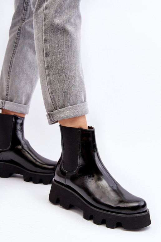 stilingi aulinukai Moteriškas Oda su madingais masyviais padais Laura Messi 2571 juodos spalvos