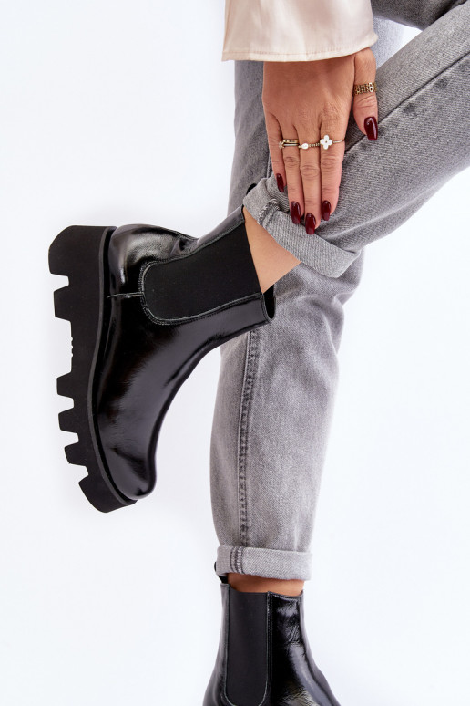 stilingi aulinukai Moteriškas Oda su madingais masyviais padais Laura Messi 2571 juodos spalvos