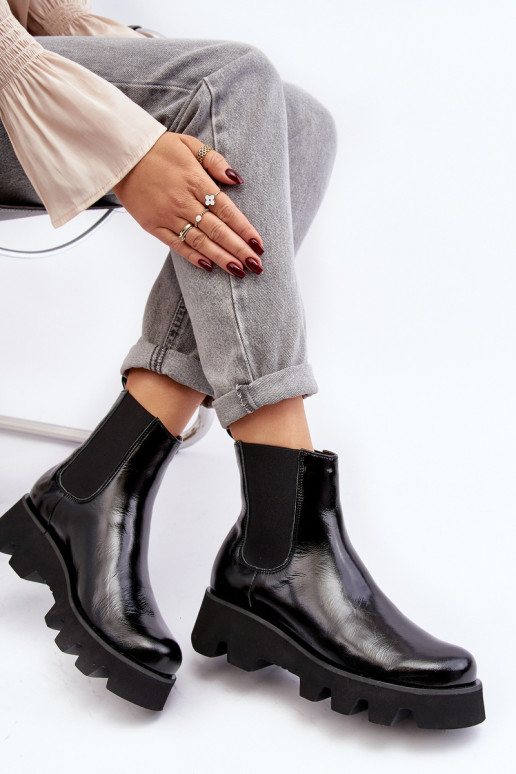 stilingi aulinukai Moteriškas Oda su madingais masyviais padais Laura Messi 2571 juodos spalvos