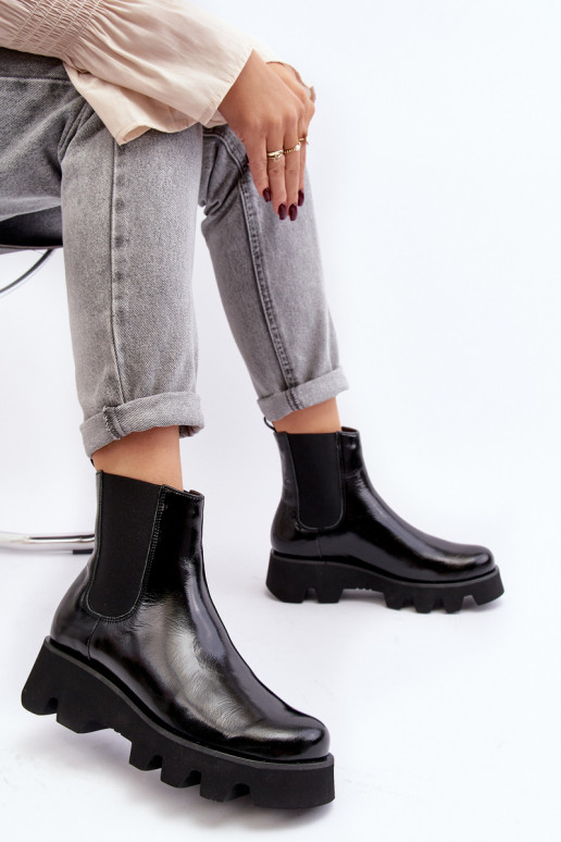 stilingi aulinukai Moteriškas Oda su madingais masyviais padais Laura Messi 2571 juodos spalvos