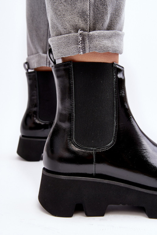 stilingi aulinukai Moteriškas Oda su madingais masyviais padais Laura Messi 2571 juodos spalvos