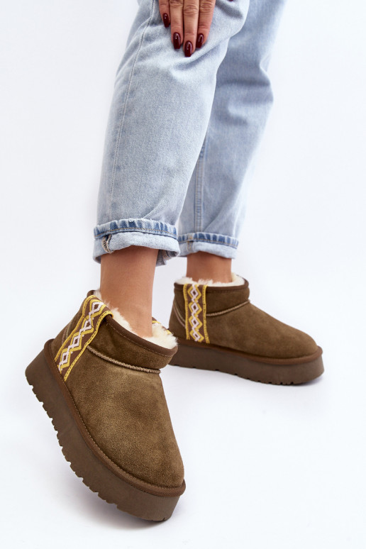 Oda iš zomšos sniego batai Moteriškas žalios spalvos Vebissat Oda iš zomšos sniego batai Moteriškas žalios spalvos Vebissat