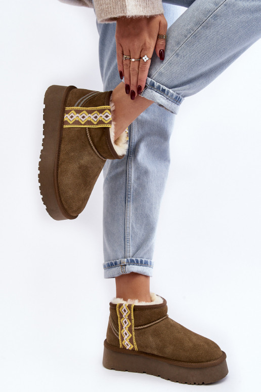 Oda iš zomšos sniego batai Moteriškas žalios spalvos Vebissat Oda iš zomšos sniego batai Moteriškas žalios spalvos Vebissat