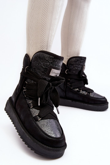 Moteriškas sniego batai su stilingomis detalėmis D.Franklin DFSH370006 juodos spalvos