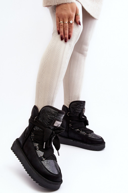 Moteriškas sniego batai su stilingomis detalėmis D.Franklin DFSH370006 juodos spalvos