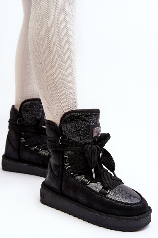 Moteriškas sniego batai su stilingomis detalėmis D.Franklin DFSH370006 juodos spalvos