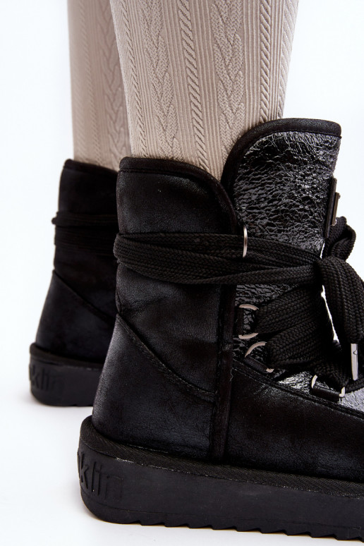 Moteriškas sniego batai su stilingomis detalėmis D.Franklin DFSH370006 juodos spalvos