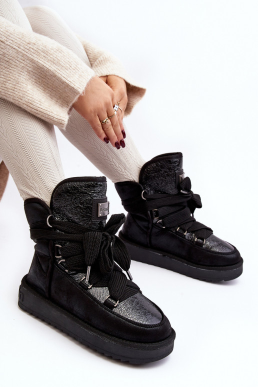 Moteriškas sniego batai su stilingomis detalėmis D.Franklin DFSH370006 juodos spalvos