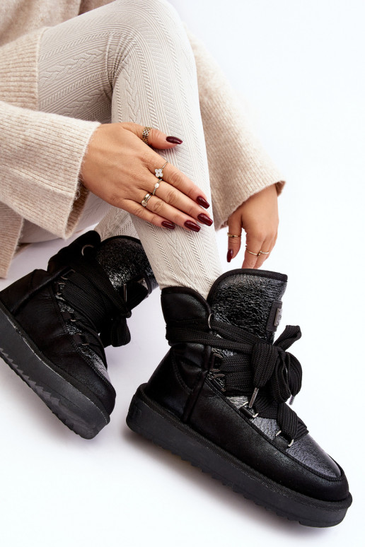 Moteriškas sniego batai su stilingomis detalėmis D.Franklin DFSH370006 juodos spalvos