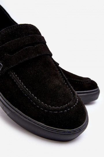 iš zomšos Vyriški batai Mokasinai Zazoo 1574 juodos spalvos 2