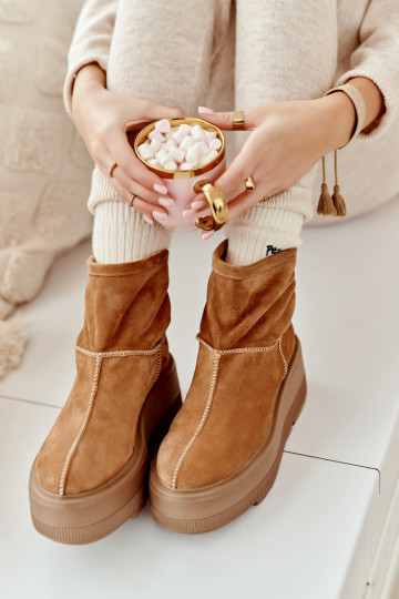 Oda Moteriškas Aulinukai su madingais masyviais padais rudos spalvos Zazoo 3424