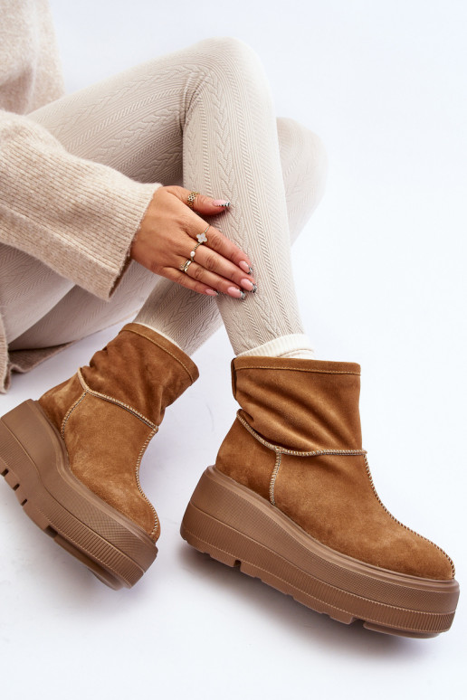 Oda Moteriškas Aulinukai su madingais masyviais padais rudos spalvos Zazoo 3424