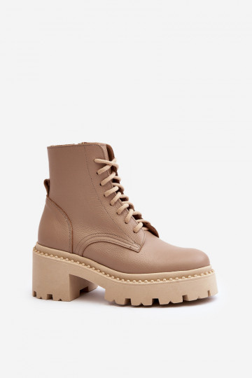 Zazoo 3413 Moteriški aulinukai auliniai batai Ant masyvių kulnų smėlio spalvos 2