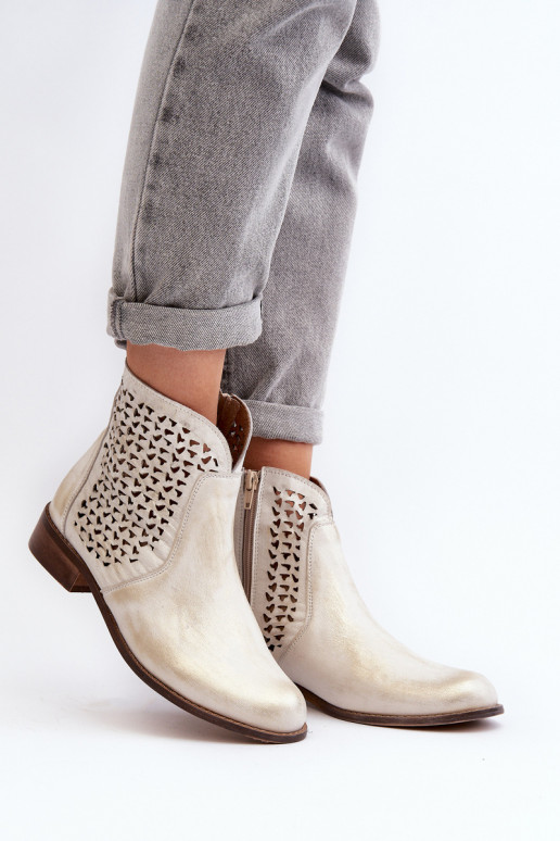 Zazoo 2791 Oda Ažūriniai aulinukai aukso spalvos Zazoo 2791 Oda Ažūriniai aulinukai aukso spalvos