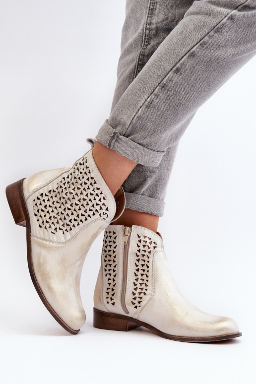 Zazoo 2791 Oda Ažūriniai aulinukai aukso spalvos Zazoo 2791 Oda Ažūriniai aulinukai aukso spalvos