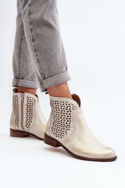 Zazoo 2791 Oda Ažūriniai aulinukai aukso spalvos Zazoo 2791 Oda Ažūriniai aulinukai aukso spalvos