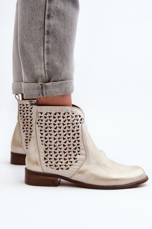 Zazoo 2791 Oda Ažūriniai aulinukai aukso spalvos Zazoo 2791 Oda Ažūriniai aulinukai aukso spalvos