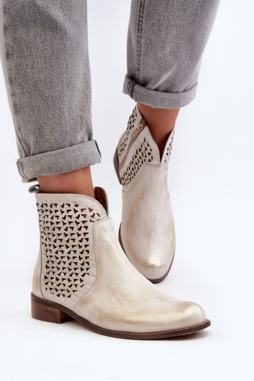 Zazoo 2791 Oda Ažūriniai aulinukai aukso spalvos Zazoo 2791 Oda Ažūriniai aulinukai aukso spalvos