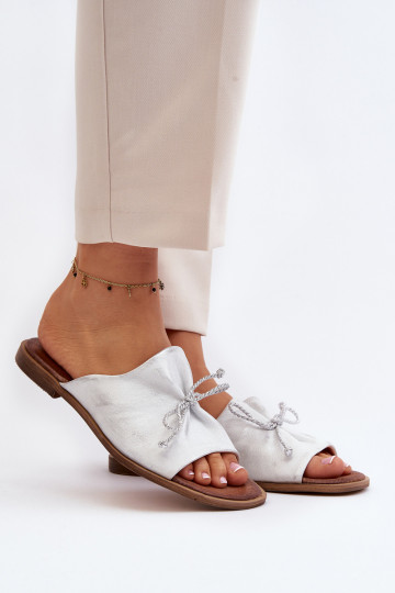 Zazoo 2659 Odinės šlepetės Moteriškas sidabro spalvos