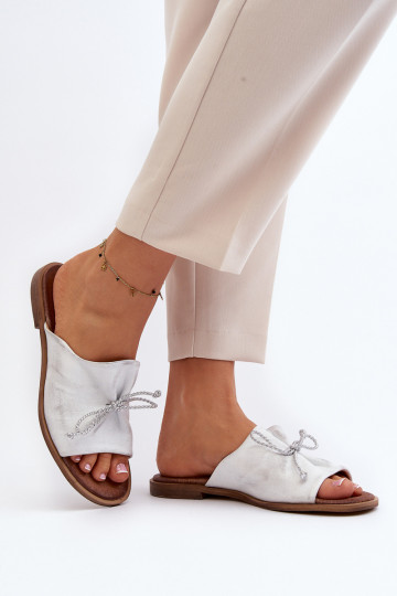 Zazoo 2659 Odinės šlepetės Moteriškas sidabro spalvos 2