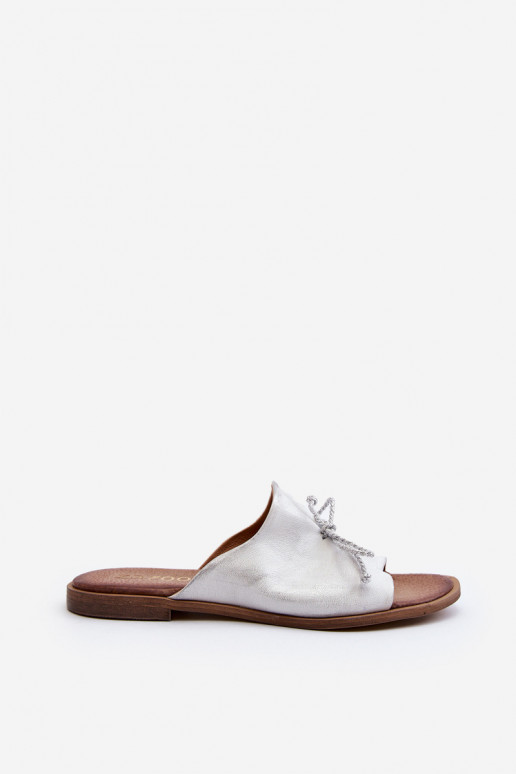 Zazoo 2659 Odinės šlepetės Moteriškas sidabro spalvos Zazoo 2659 Odinės šlepetės Moteriškas sidabro spalvos