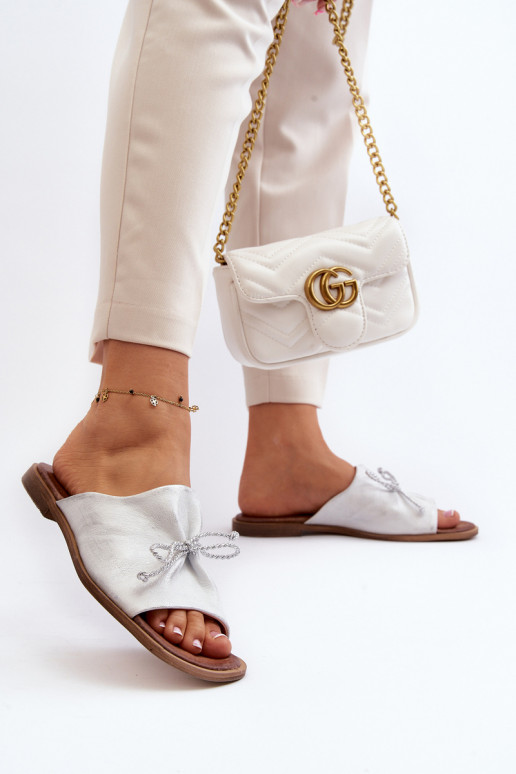 Zazoo 2659 Odinės šlepetės Moteriškas sidabro spalvos Zazoo 2659 Odinės šlepetės Moteriškas sidabro spalvos