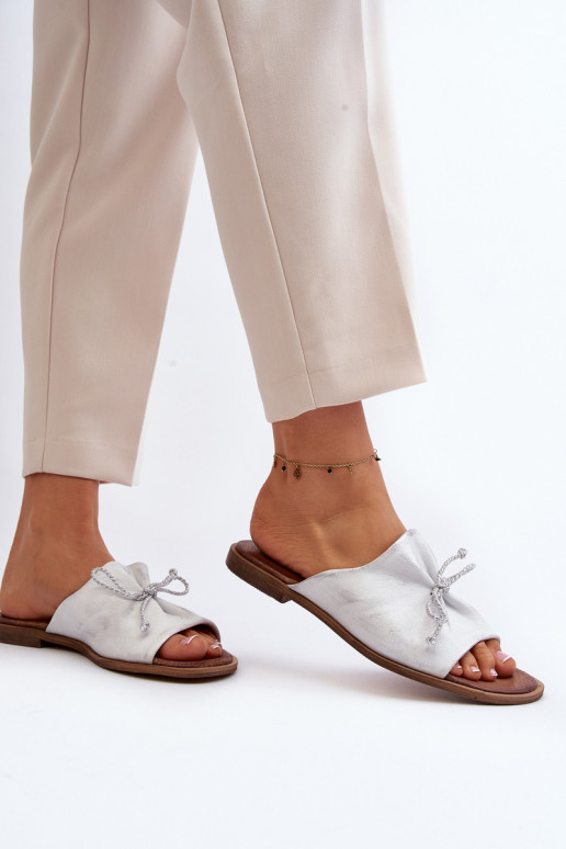 Zazoo 2659 Odinės šlepetės Moteriškas sidabro spalvos Zazoo 2659 Odinės šlepetės Moteriškas sidabro spalvos