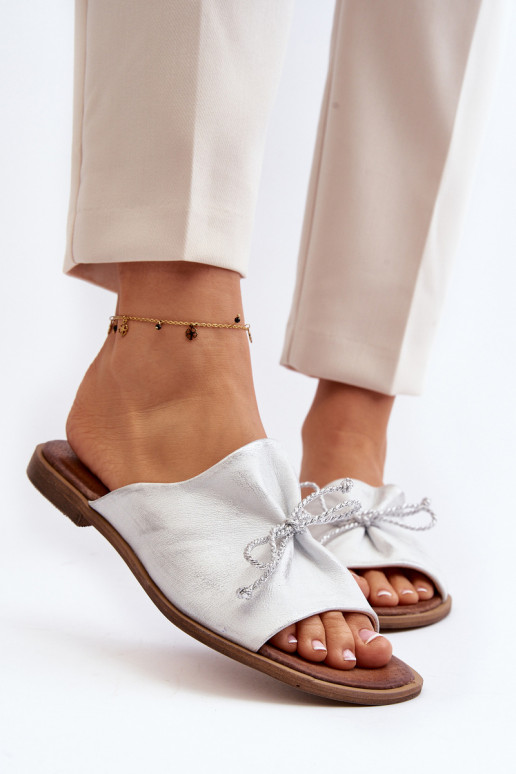 Zazoo 2659 Odinės šlepetės Moteriškas sidabro spalvos Zazoo 2659 Odinės šlepetės Moteriškas sidabro spalvos