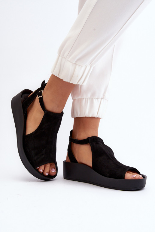 Zazoo 2914 Moteriškos zomšinės basutės juodos spalvos Zazoo 2914 Moteriškos zomšinės basutės juodos spalvos